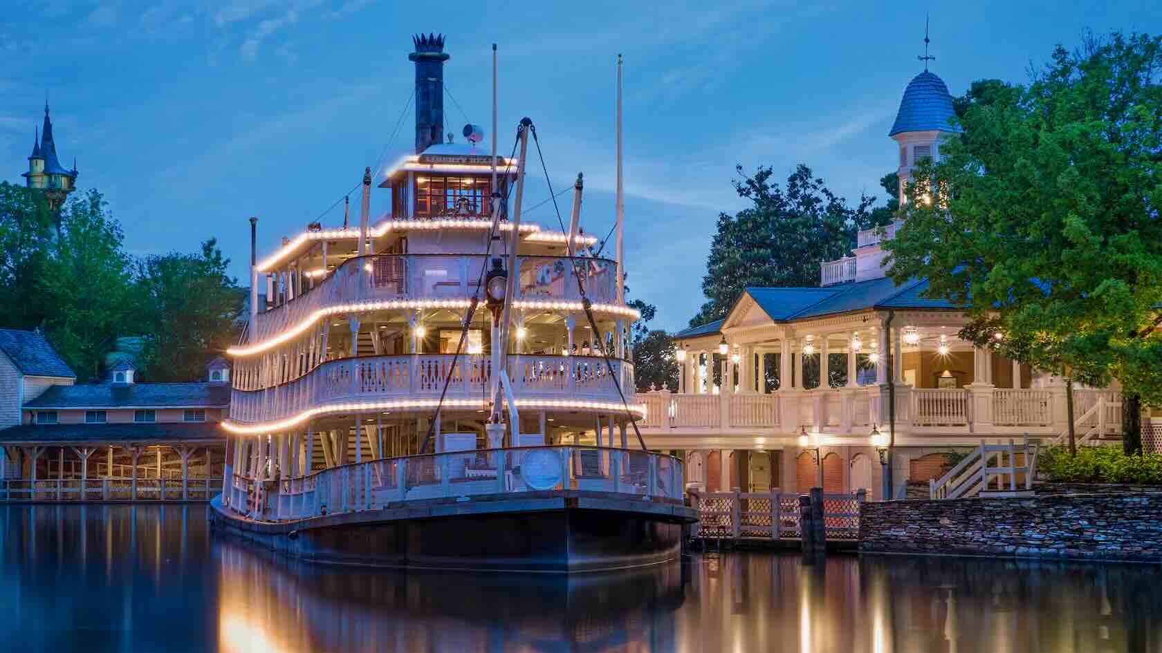 Liberty Square Riverboat docked at Disney World